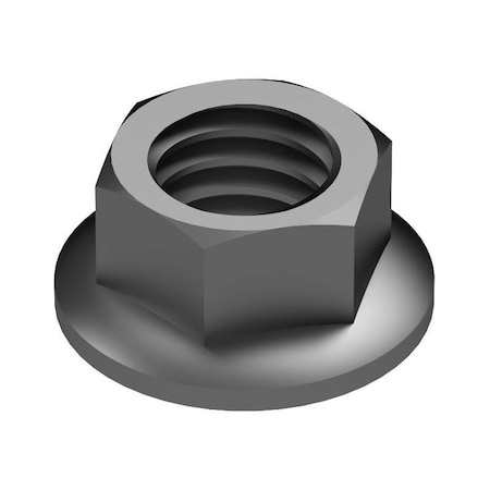 Huyett Flange Nut, M10 x 1.50, Steel, Class 8.8, Zinc Clear Trivalent, 22.23 mm Hex Wd NUTH0B-M100-0100D553